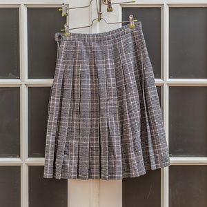 vintage pendleton pleated gray and pink plaid wool